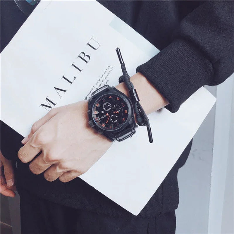 Reloj de Cuarzo para Hombre con Esfera Árabe, Correa de Cuero Informal, Relojes Deportivos con Calendario para Hombre