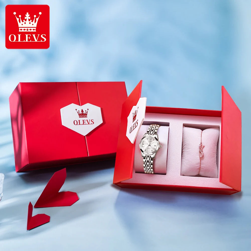 Reloj de Pulsera OLEVS 9931 para Mujer, Elegante, de Primera Marca, con Espejo en Forma de Rombo, Cuarzo Original, Diamantes, Acero Inoxidable, a la Moda, Resistente al Agua