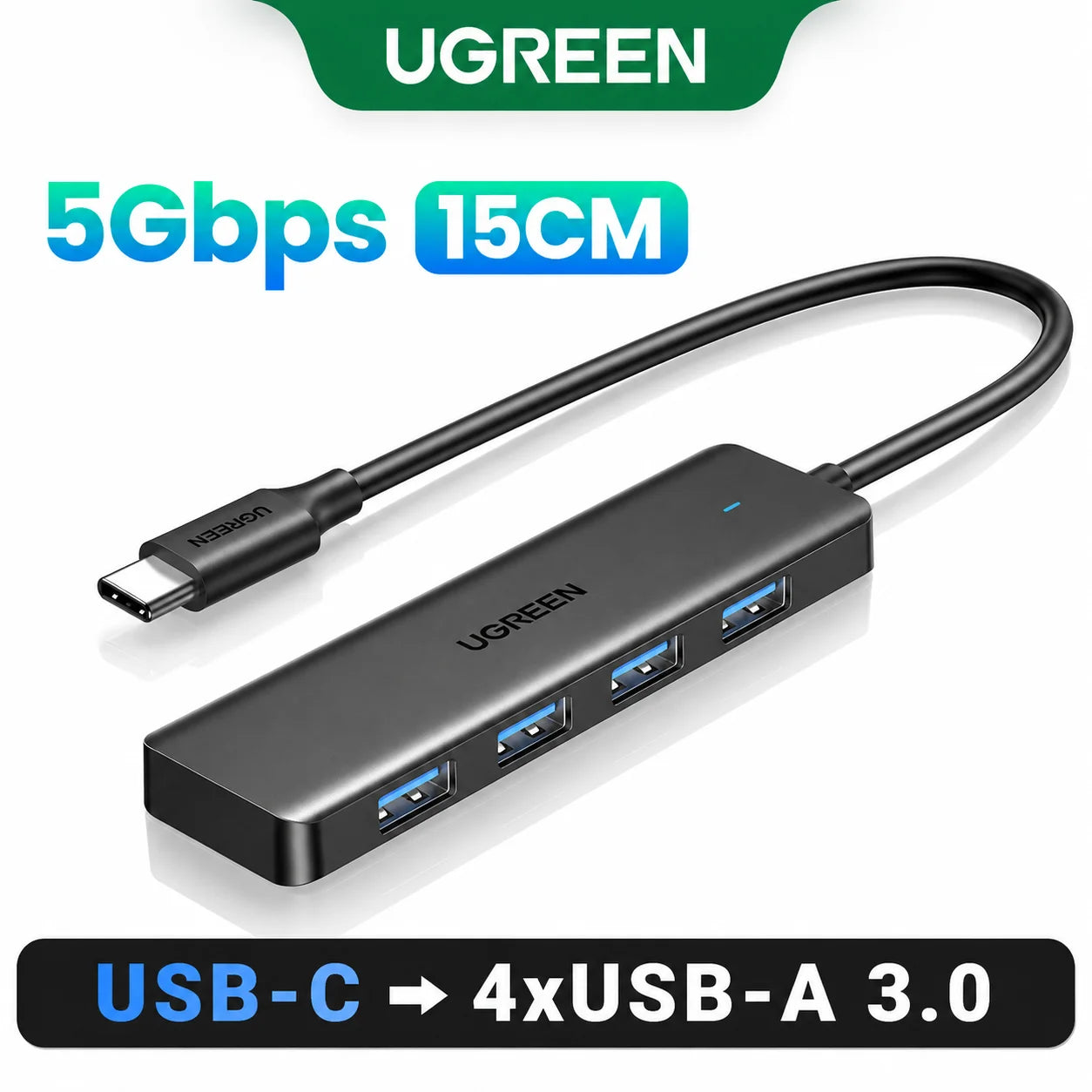 Hub USB 3.0 UGREEN 4 Puertos – 5Gbps, USB-C, Compatible con Mac, PC, Xbox, PS5