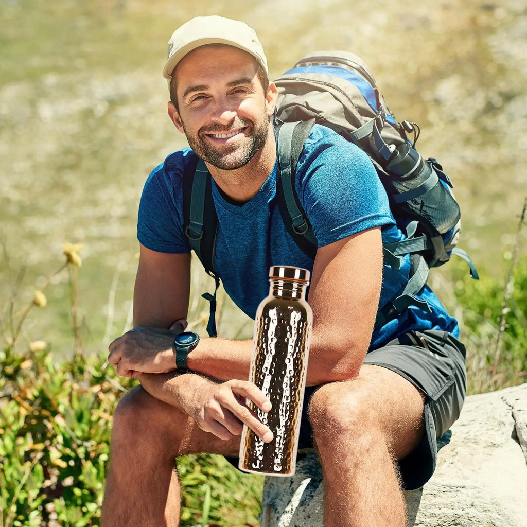 Botella de cobre a prueba de fugas, botella de agua de cobre con aislamiento, taza portátil a prueba de fugas de 27Oz para gimnasio, Camping, viajes, trabajo de hidratación