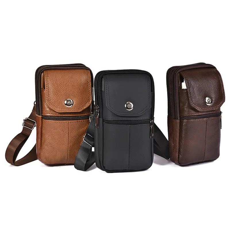 Bolso cruzado de cuero Vintage ligero para hombre, bolsa de mensajero pequeña para almacenamiento de teléfono y pasaporte, 1 ud.