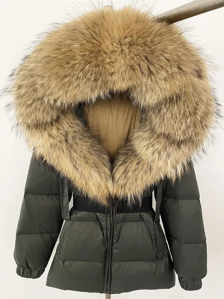 OFTBUY 2025 new women's winter clothing, white duck down coat, natural fox fur hooded jacket, fashionable warm padded jacket for women