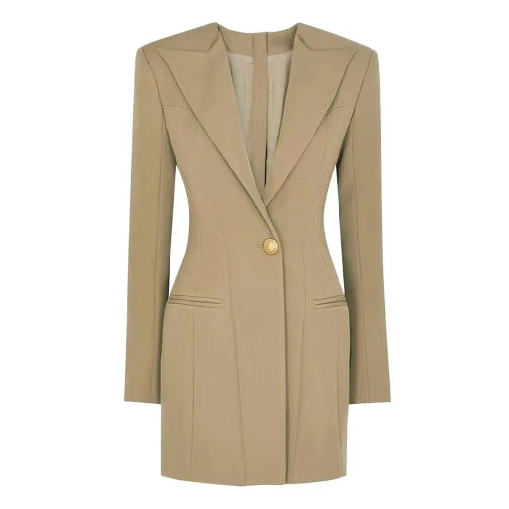 Primavera y otoño nueva moda de alto grado sólido de manga larga Delgado temperamento de viaje social vestido de moda de mujer Blazer