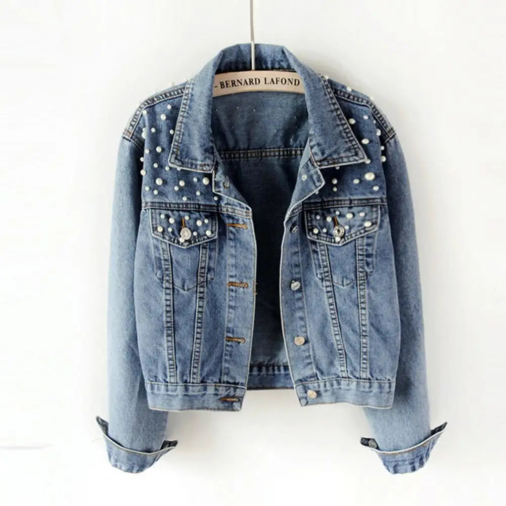 Chaqueta vaquera de un solo pecho para mujer, resistente al desgaste, estilo clásico, talla grande