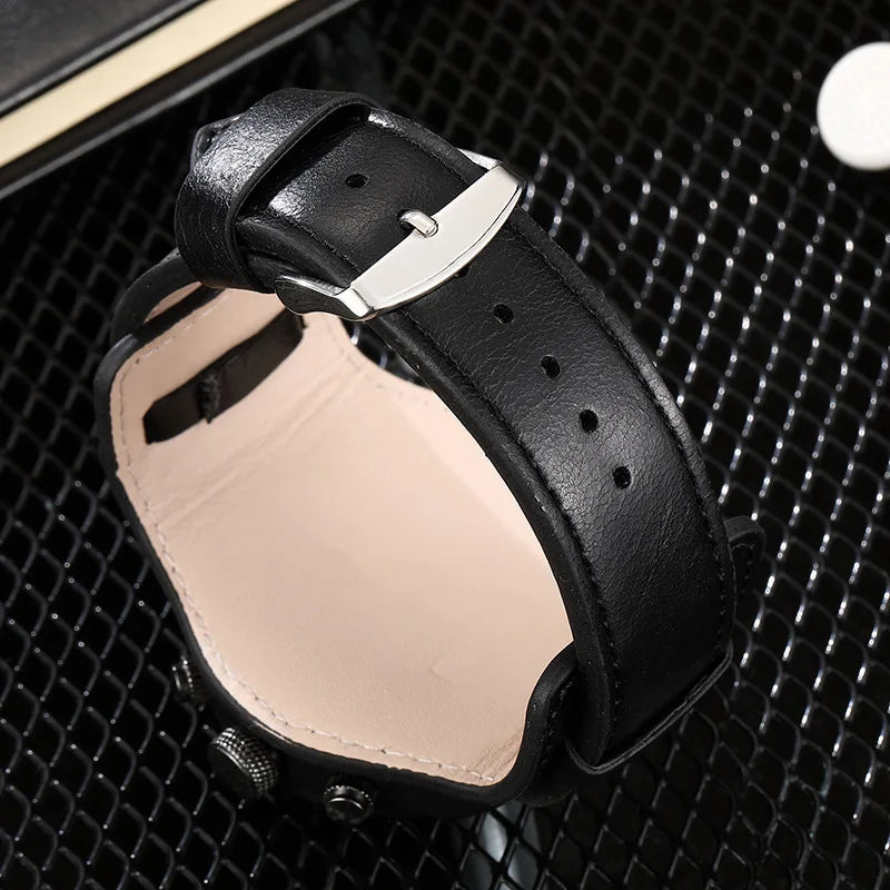 Reloj de Cuarzo para Hombre con Esfera Árabe, Correa de Cuero Informal, Relojes Deportivos con Calendario para Hombre