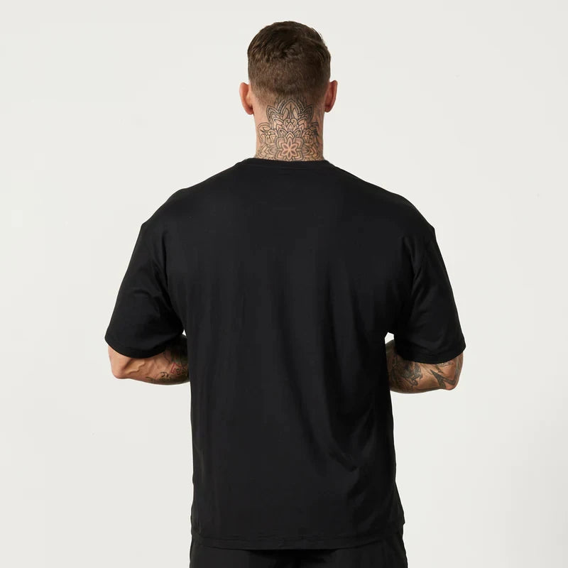 Camiseta holgada de algodón para hombre, camisa de manga corta con hombros caídos para Fitness, gimnasio, culturismo, Tops deportivos de verano
