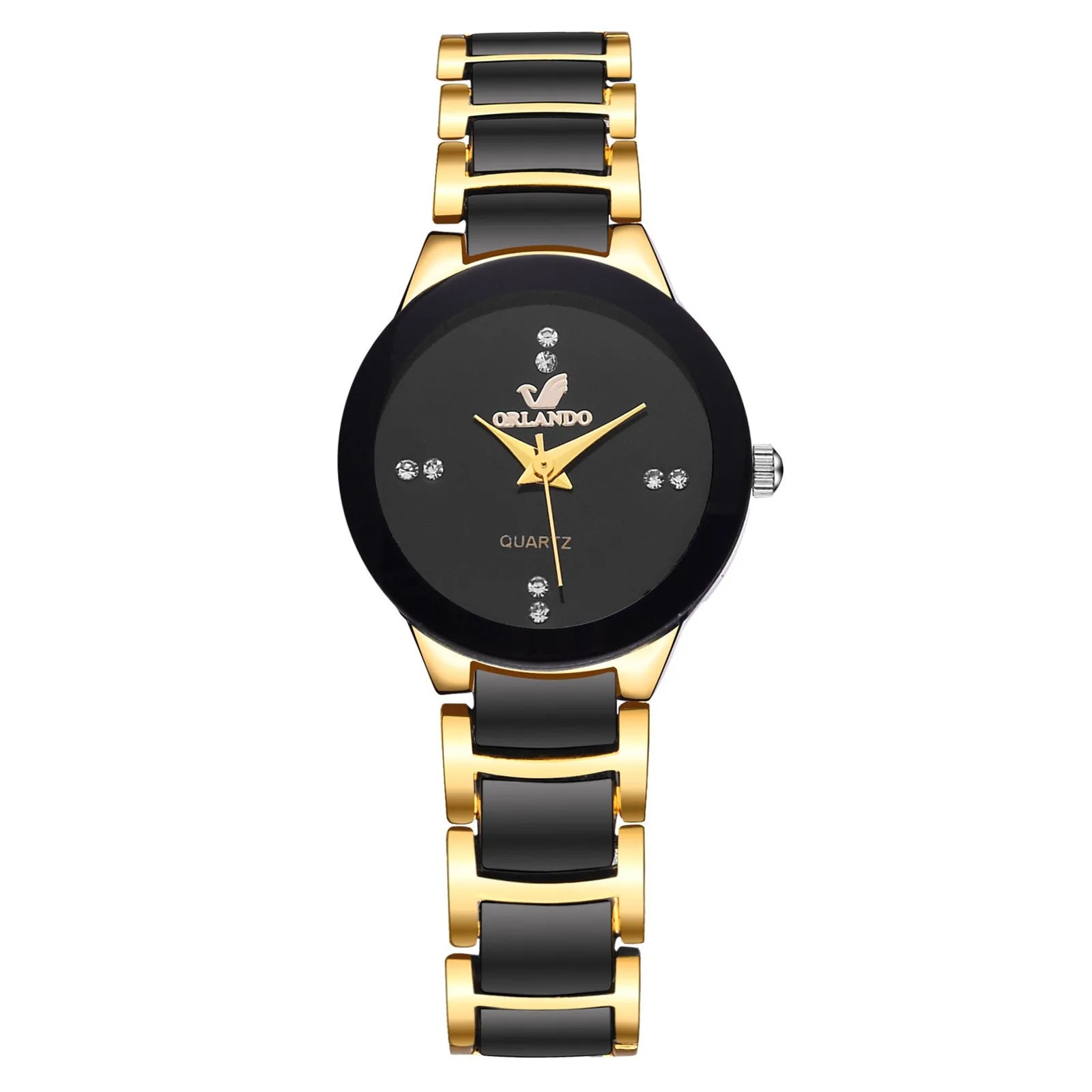 ORLANDO, relojes de lujo para hombre, recién llegado, reloj de pulsera de acero de cuarzo dorado y negro, reloj exquisito Masculino, reloj de moda