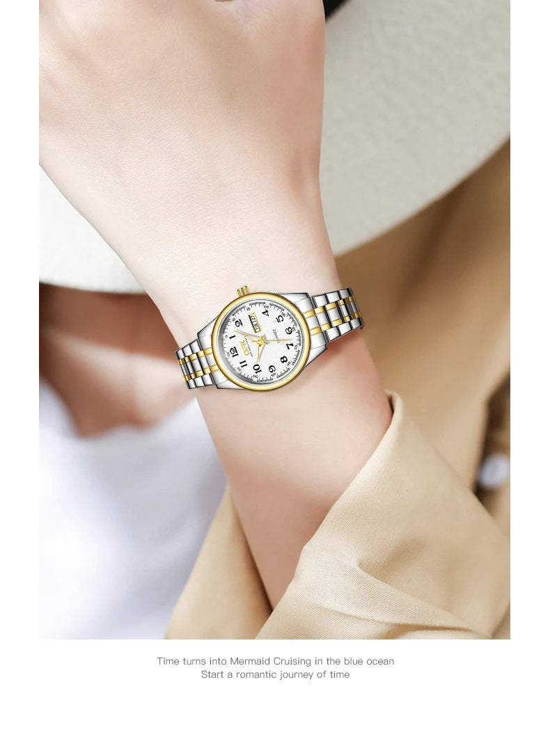 Reloj OPK 8110 para Mujer, Reloj de cuarzo resistente al agua, Reloj clásico de marca de lujo para Mujer, relojes con correa de acero inoxidable, Reloj para Mujer