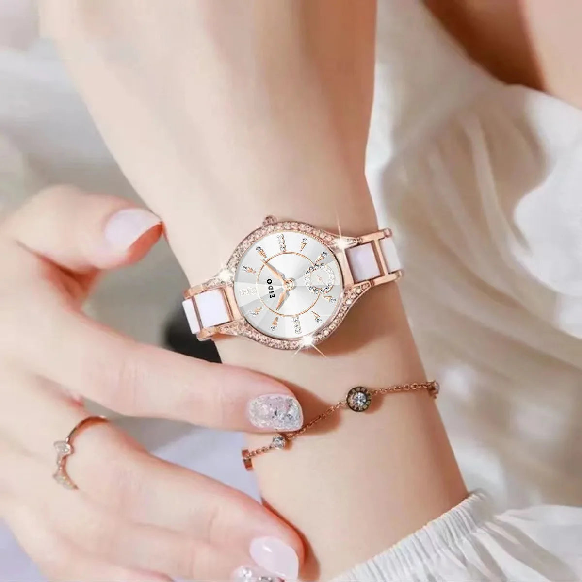 Reloj para Mujer, Marca de Lujo Retro, Resistente al Agua, con Incrustaciones de Diamantes, Acero Inoxidable de Alta Calidad, Reloj de Moda Femenino