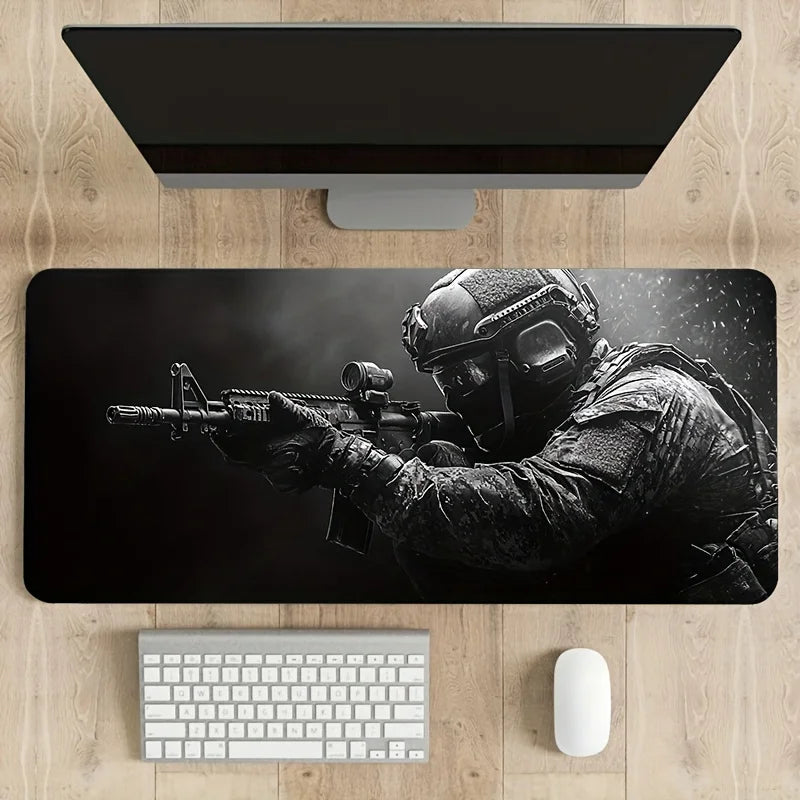 Mousepad XXL Gamer Antideslizante – Bordes Cosidos, Diseño Militar, Varios Tamaños