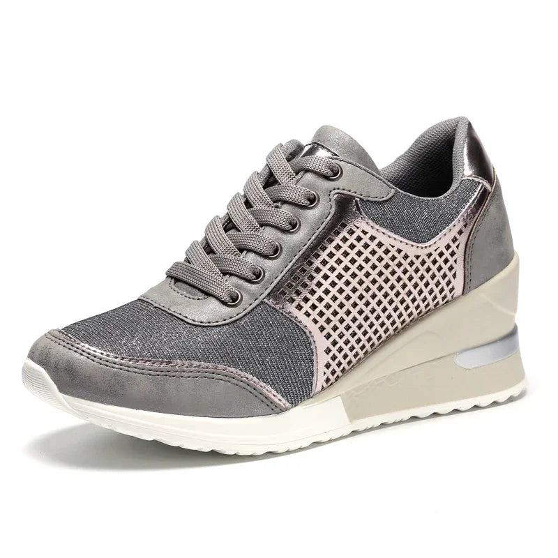 Zapatos vulcanizados para mujer con aumento de altura, zapatos ligeros y transpirables para caminar, zapatos de plataforma para mujer, zapatillas de deporte con cuña hechas a mano