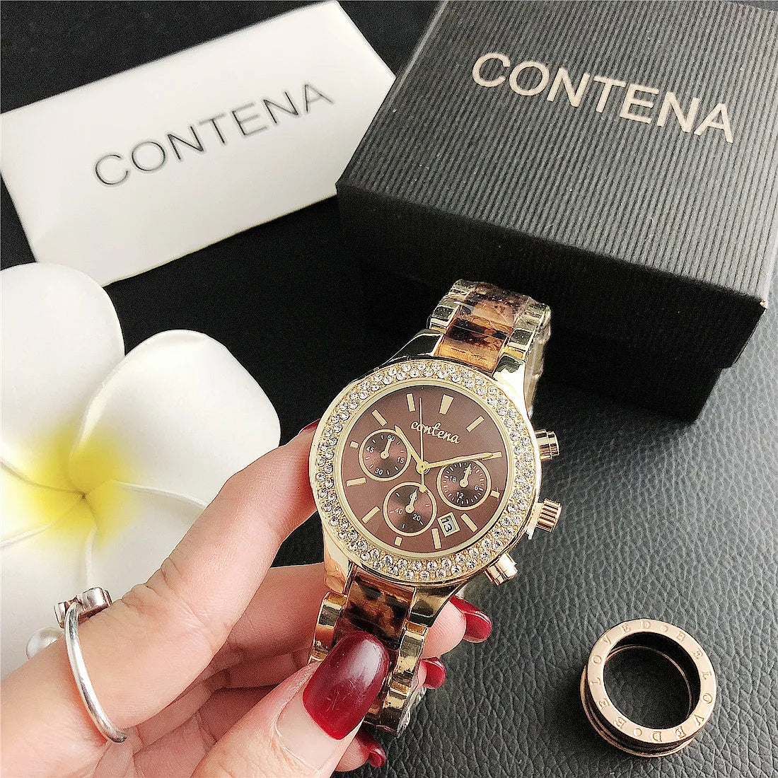 CONTENA, relojes de lujo de la mejor marca para Mujer, pulsera de acero creativa a la moda, relojes para Mujer, Reloj de cuarzo para Mujer, Reloj para Mujer