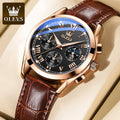 OLEVS 2871 reloj de cuarzo para hombre de la mejor marca, reloj de negocios noctilucente resistente al agua de lujo, correa de cuero, reloj de fase lunar, reloj Masculino
