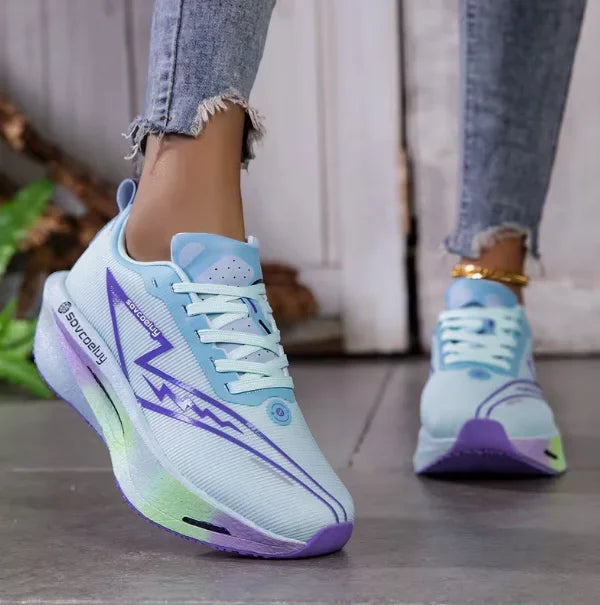 Zapatillas de running con amortiguación tecnológica y placa de carbono para mujer, zapatillas de running para maratón a juego para parejas, deportivas informales