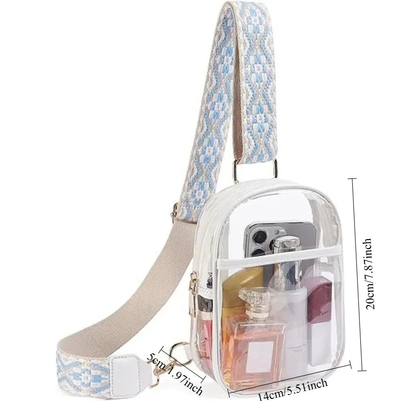 Bolso transparente para eventos en estadios, bolsos transparentes para mujer, bolsos cruzados transparentes para conciertos y deportes