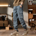 Pantalones Cargo avanzados para hombre, pantalones informales de marca a la moda para motocicleta, pantalones rectos ajustados elásticos multibolsectos para Otoño e Invierno para hombre