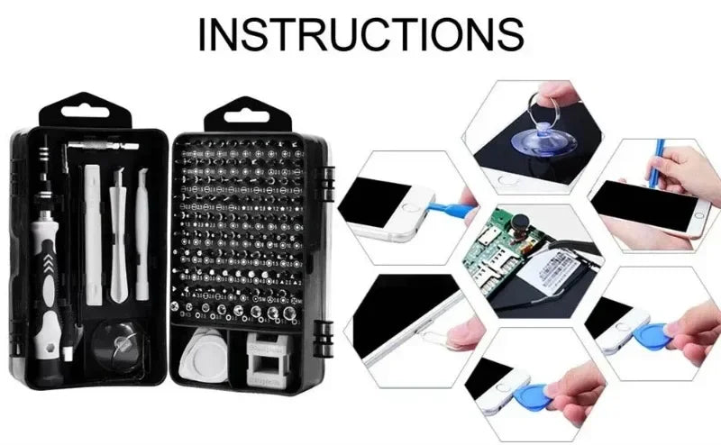 Juego de destornilladores electrónicos 115 en 1, herramientas de destornillador de precisión, destornillador de tuercas, herramientas de reparación magnética profesional, reparación de portátiles