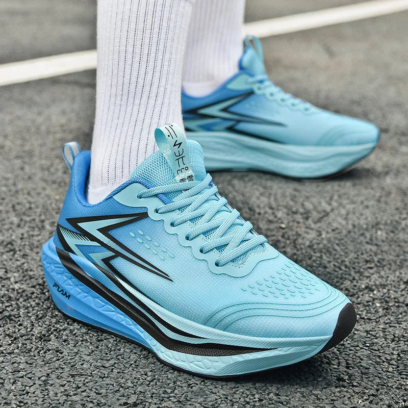 Zapatillas para correr especialidad maratón hombres deportes transpirables ligeros tablero de carbono mujeres cómodas zapatillas deportivas antideslizantes