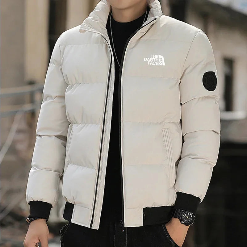 Chaqueta de Invierno para Hombre 2026, Cuello Alto, a la Moda, Resistente al Viento, Cálida, Acolchada de Algodón, Informal para Exteriores, con Cierre de Cremallera, Parka Corta