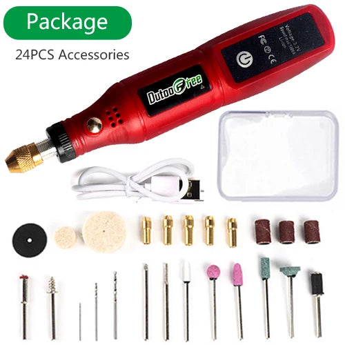 3.7V Cordless Mini Drill Polishing Engraving Pen USB Cordless Rotary Tool Kit Woodworking Engraver Pen DIY Dremel Tools 16000r