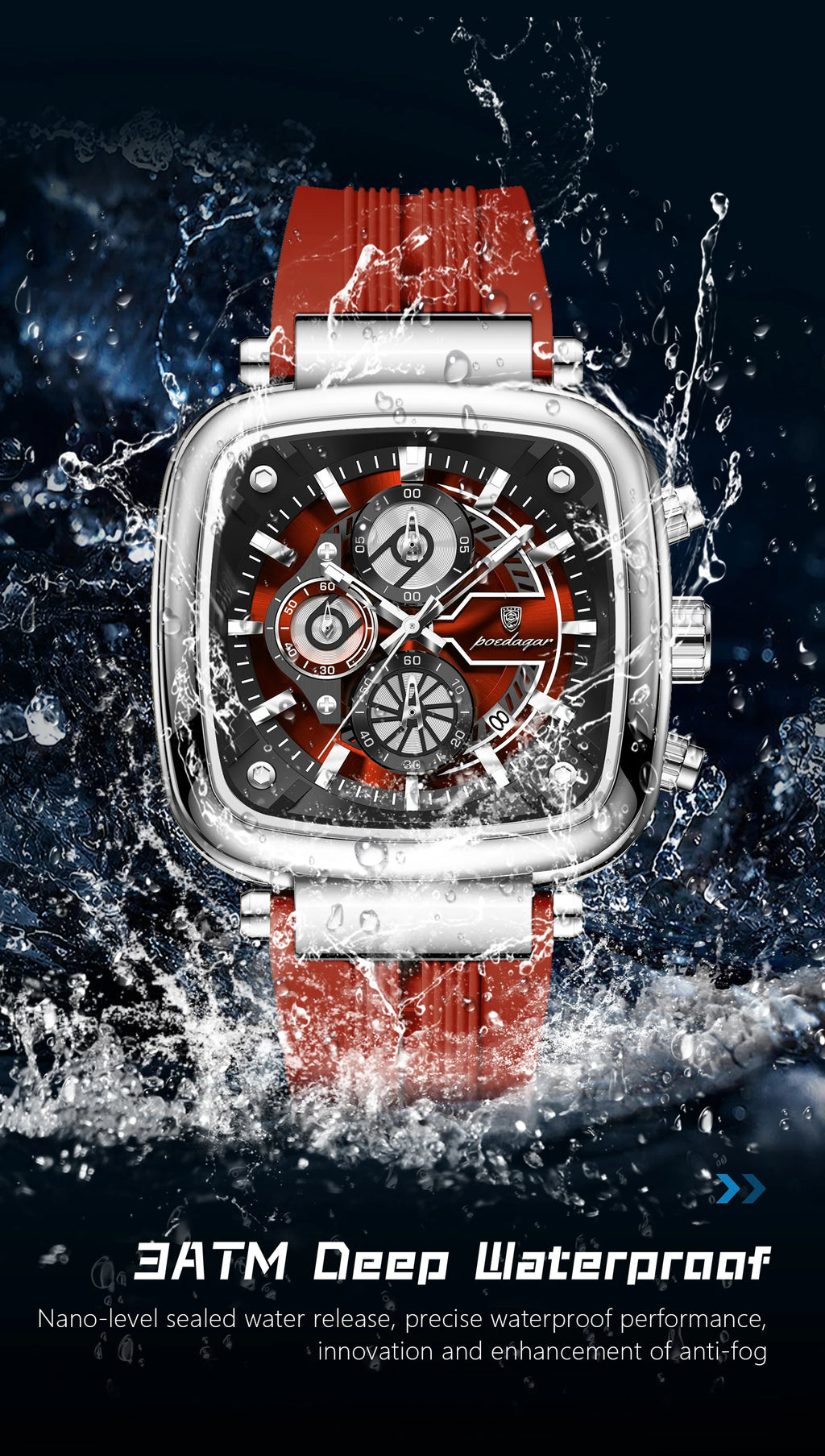 POEDAGAR Luxury Watch For Men Calendar Luminous Waterproof Man Clock Male Chronograph Silicone Sports Men's Quartz Watches Reloj