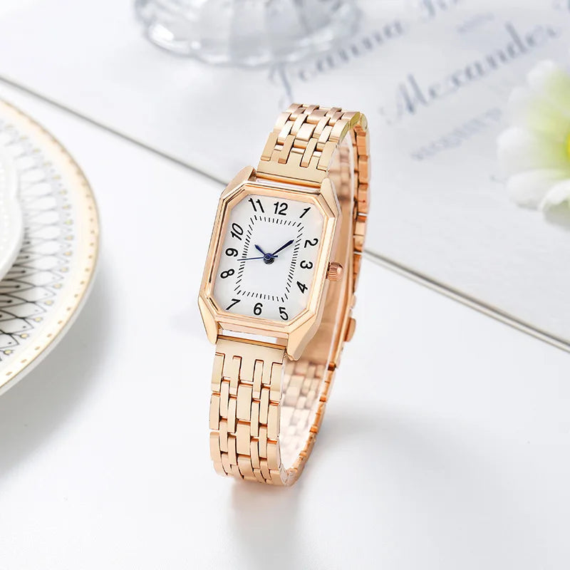 Nuevo Reloj de Pulsera de Cuarzo con Correa de Acero de Aleación a la Moda para Mujer