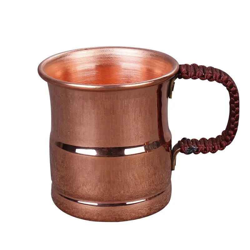 Taza de leche y cerveza de cobre puro hecha a mano, mango tejido, mula de agua de Moscú engrosada, taza de desayuno de 400 ml, vajilla para beber de Moscú