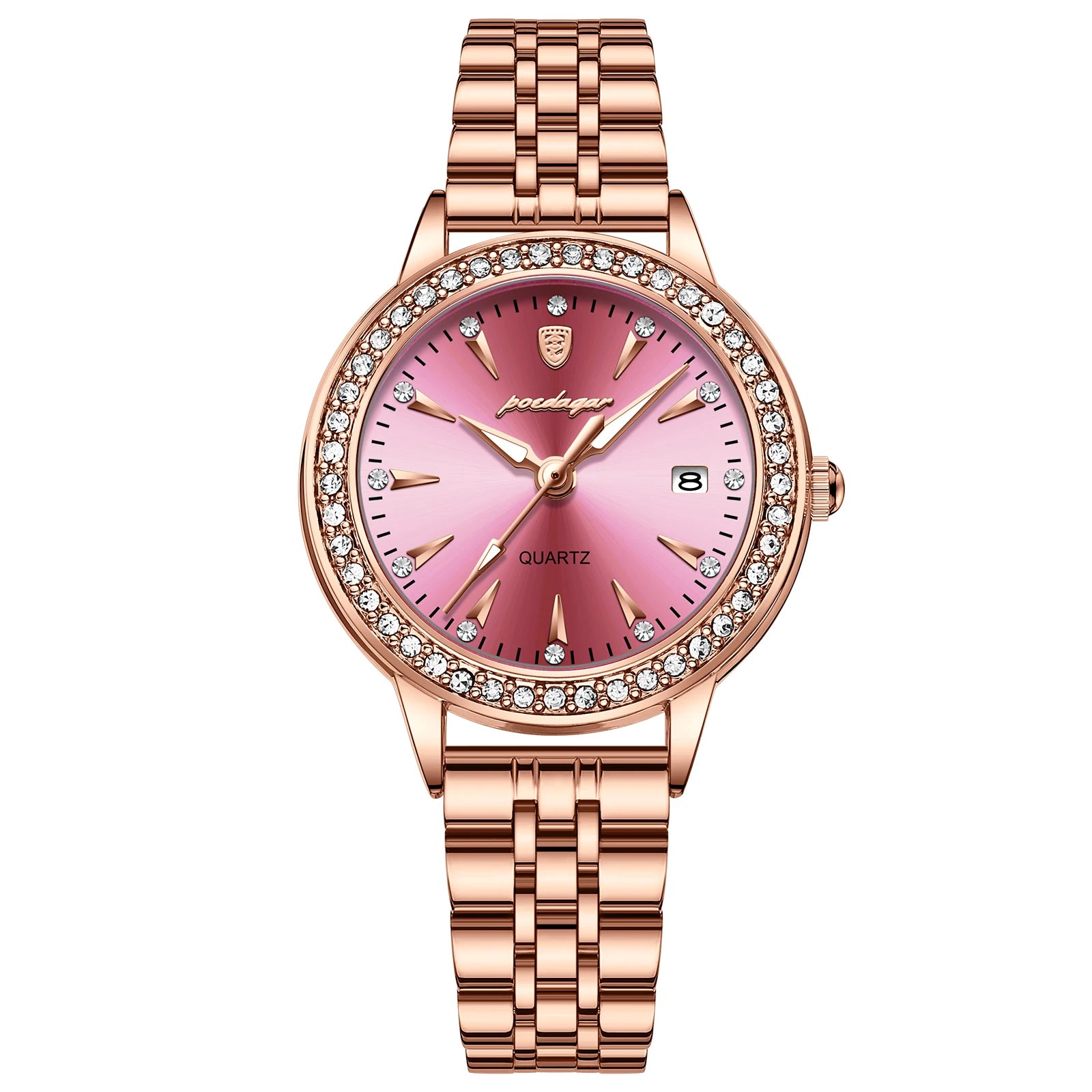 POEDAGAR, reloj informal de lujo para mujer, reloj resistente al agua con fecha para mujer, relojes de cuarzo elegantes con diamantes para mujer, reloj sencillo para mujer