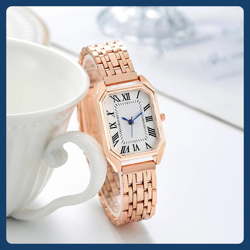 Nuevo Reloj de Pulsera de Cuarzo con Correa de Acero de Aleación a la Moda para Mujer