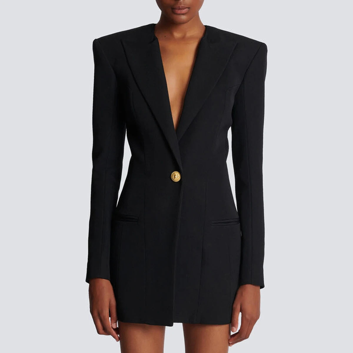 Spring and Autumn New Fashion High-Grade Solid Long-Sleeve Slim Temperament Social Commuter Women's Fashion Blazer Dress