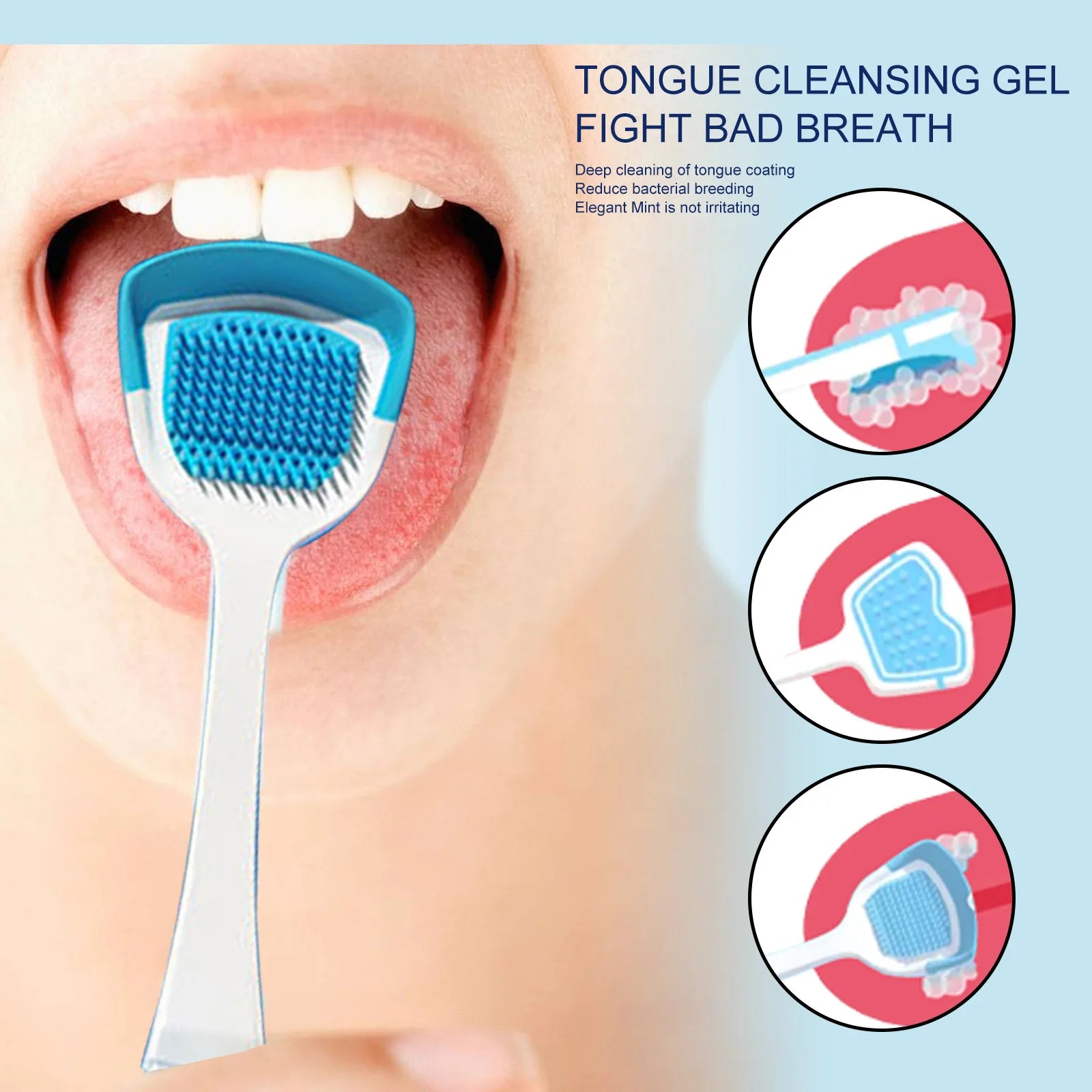 Gel Limpiador de Lengua EELHOE con Cepillo – Menta y Pera, Higiene Bucal Profunda