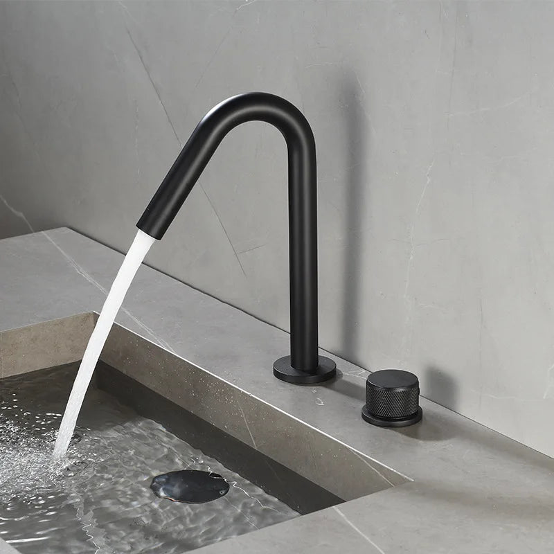 Grifo de baño de agua fría y caliente con cuerpo de cobre, juego de 2 piezas, grifo mezclador para lavabo