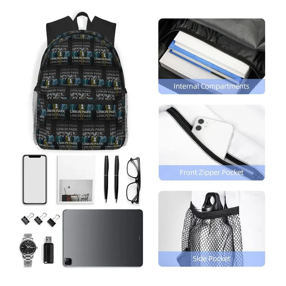 L-Linkin-S P-Park-S Band Mochila para estudiantes Mochila escolar Mochila de viaje para senderismo para niños y niñas Mochila de moda Bolsos de hombro