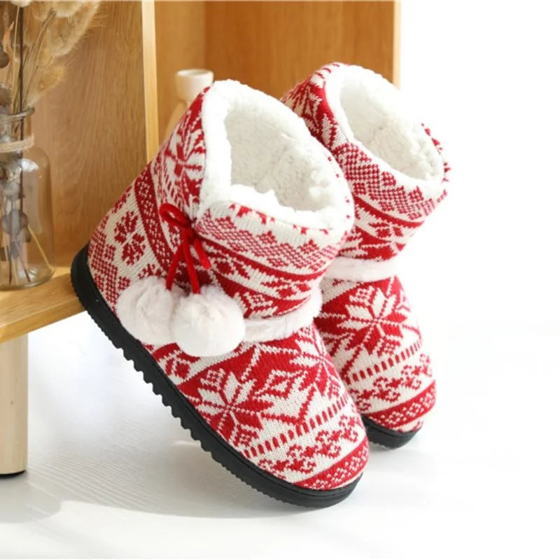 Zapatillas de Invierno para mujer, botines cálidos de felpa para interiores y exteriores, botas bonitas para el hogar