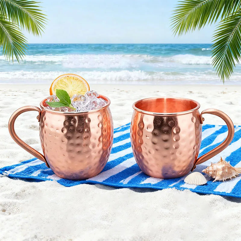 Taza Moscow Mule 100% Cobre, Tazas de Cerveza Duraderas de Cobre, Taza de Café de 350 ml, Taza de Leche, Taza de Bar de Cobre Puro, Artículos para Beber