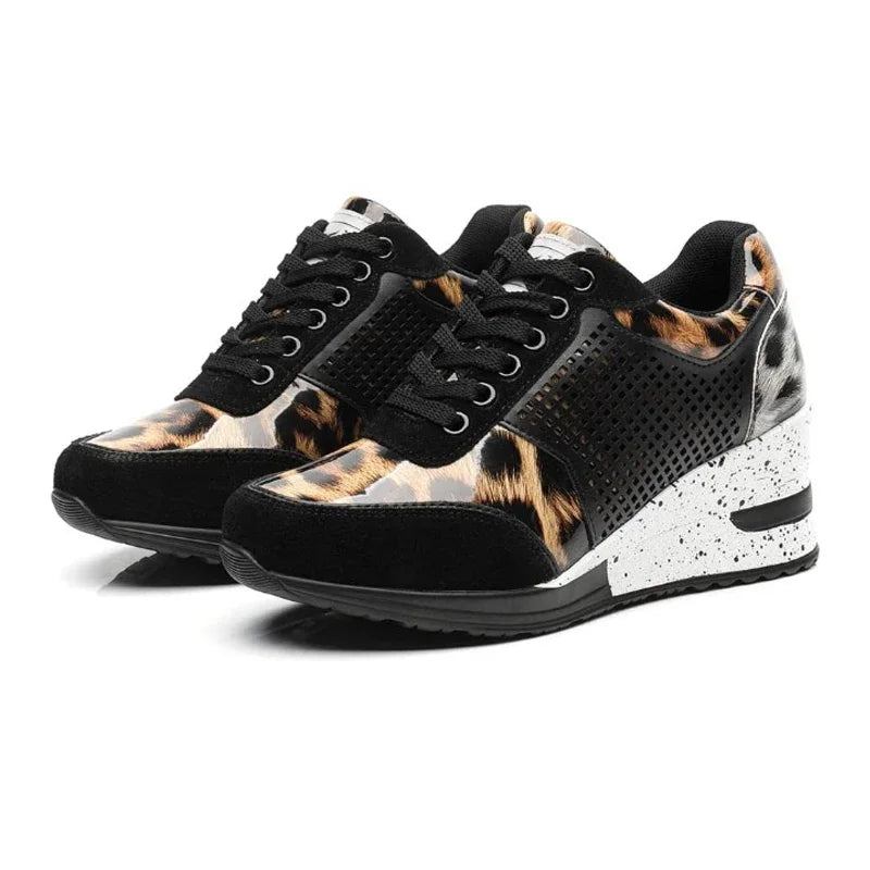 Zapatos vulcanizados para mujer con aumento de altura, zapatos ligeros y transpirables para caminar, zapatos de plataforma para mujer, zapatillas de deporte con cuña hechas a mano