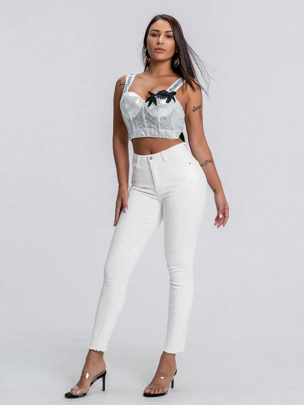 Jeans de Cintura Alta y Corte Ajustado para Mujer, Jeans de Mezclilla Elásticos y Ajustados, Ropa Casual Elegante, Perfecta para Uso Diario