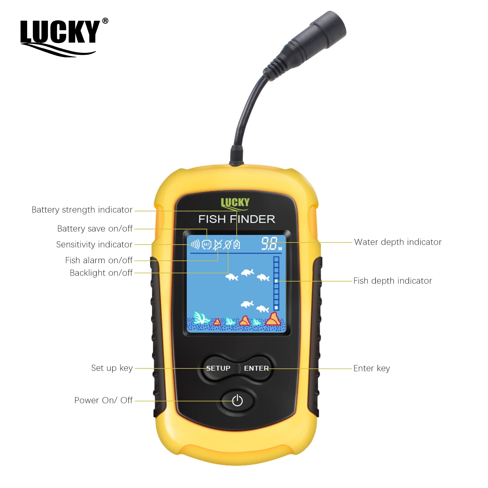 El Envío Gratuito! FFC1108-1 Venta Caliente de Alarma 100 M Portable Sonar LCD Buscador de Buscadores de Los Pescados señuelo de la Pesca de Pesca Ecosonda