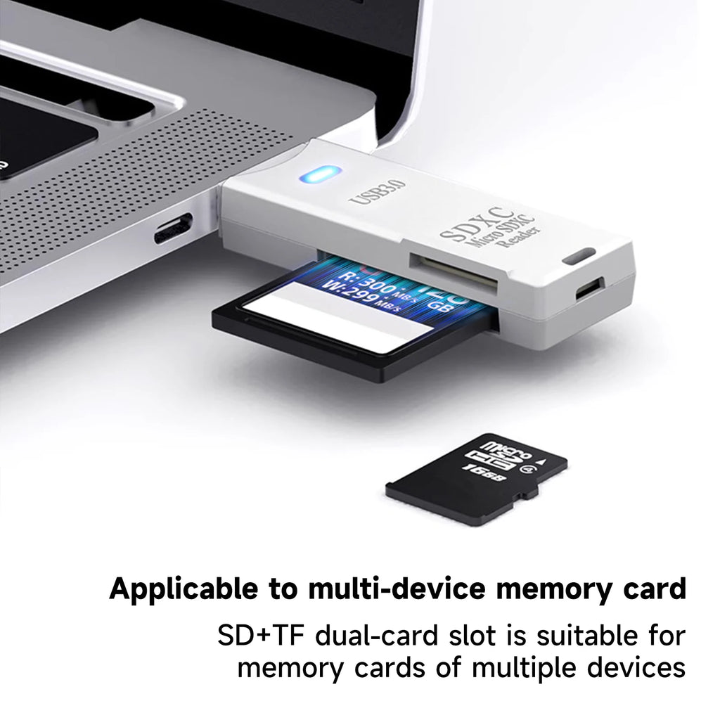4-in-1 USB 3.0 Card Reader – High Speed TF/SD/Micro SD Adapter for PC & Laptop