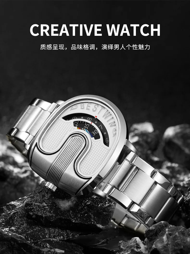 Relojes dorados de lujo para hombre, diseño único, banda de acero inoxidable, Dropship dorado, reloj masculino de alta calidad