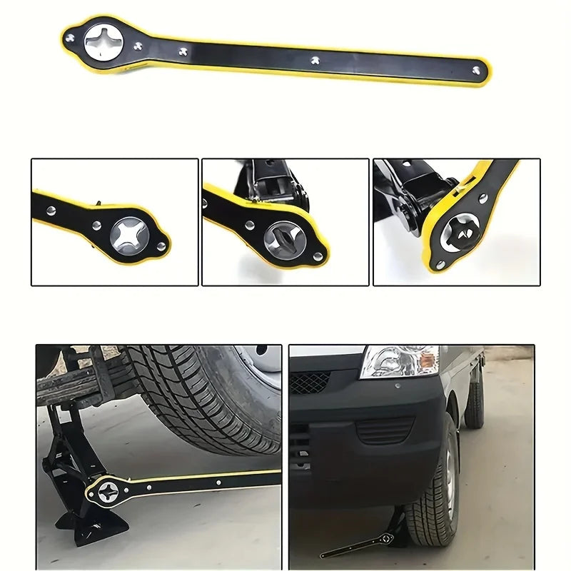 Llave de trinquete de gato que ahorra trabajo con trinquete de mango largo para llave de lengüeta de tijera para gato de neumático