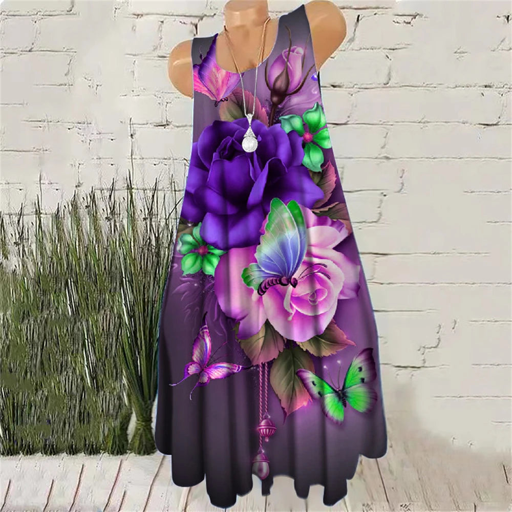 Vestidos Mini de Mujer con Estampado Tie-Dye, Vestidos de Verano sin Mangas con Estampado 3D, Estilo Vintage, Vestido Casual para Damas, Talla Grande 3XL