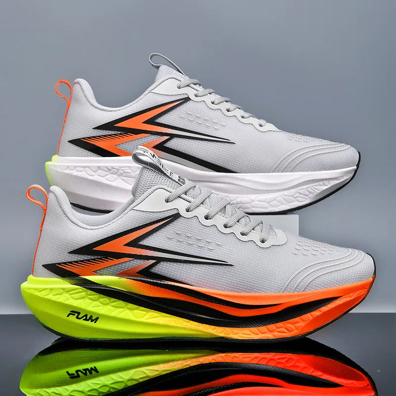 Zapatillas para correr especialidad maratón hombres deportes transpirables ligeros tablero de carbono mujeres cómodas zapatillas deportivas antideslizantes
