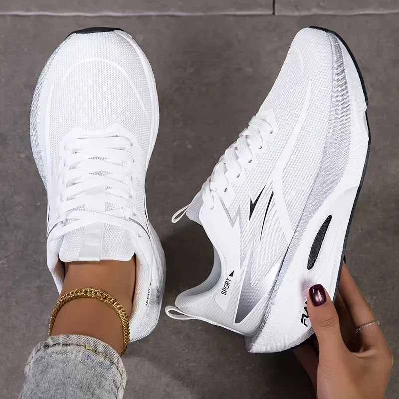 Zapatillas Deportivas para Mujer 2026, Transpirables, de Malla Tejida, Cómodas, Planas, con Cordones, Modernas, Casuales, para Correr al Aire Libre