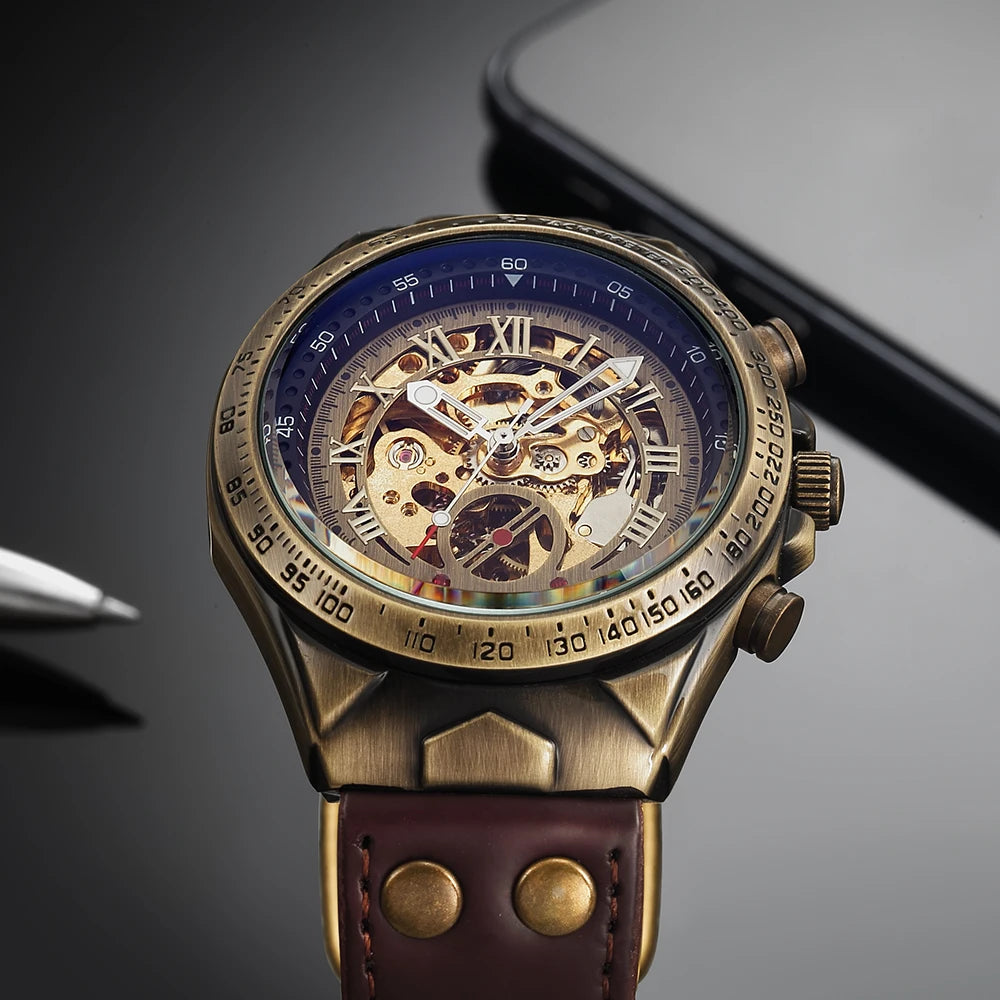 Relojes mecánicos automáticos para hombre, reloj de pulsera con esqueleto de Tourbillon, luminoso, de lujo