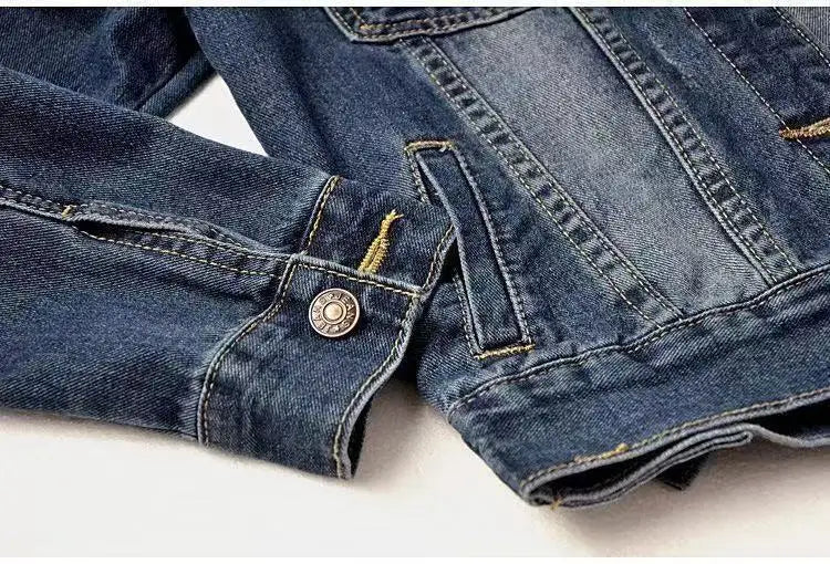 Chaqueta corta de mezclilla para mujer corta Otoño Invierno coreano de manga larga delgada con capucha versátil