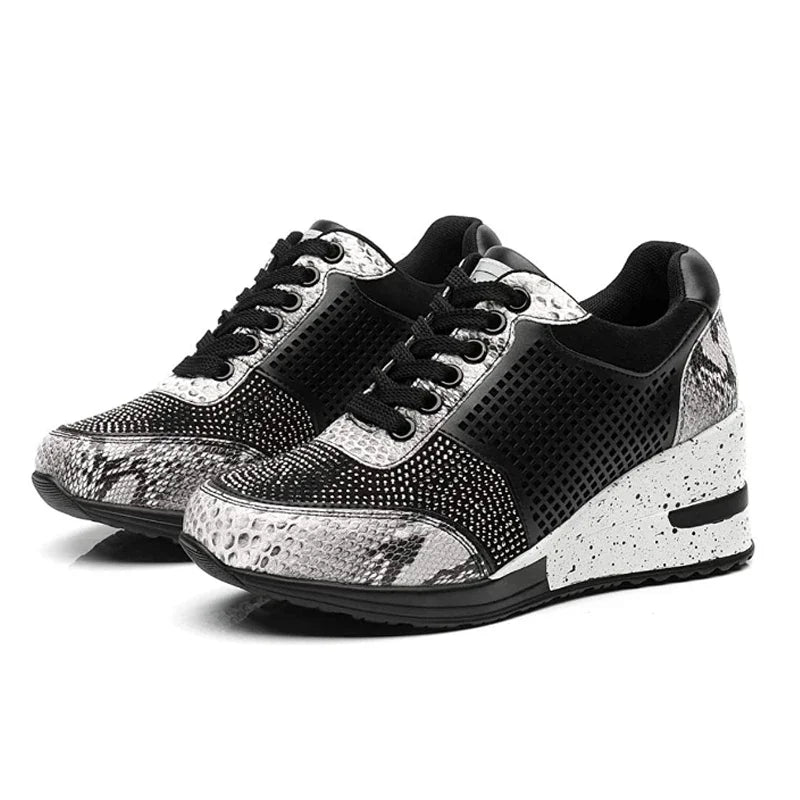 Zapatos vulcanizados para mujer con aumento de altura, zapatos ligeros y transpirables para caminar, zapatos de plataforma para mujer, zapatillas de deporte con cuña hechas a mano