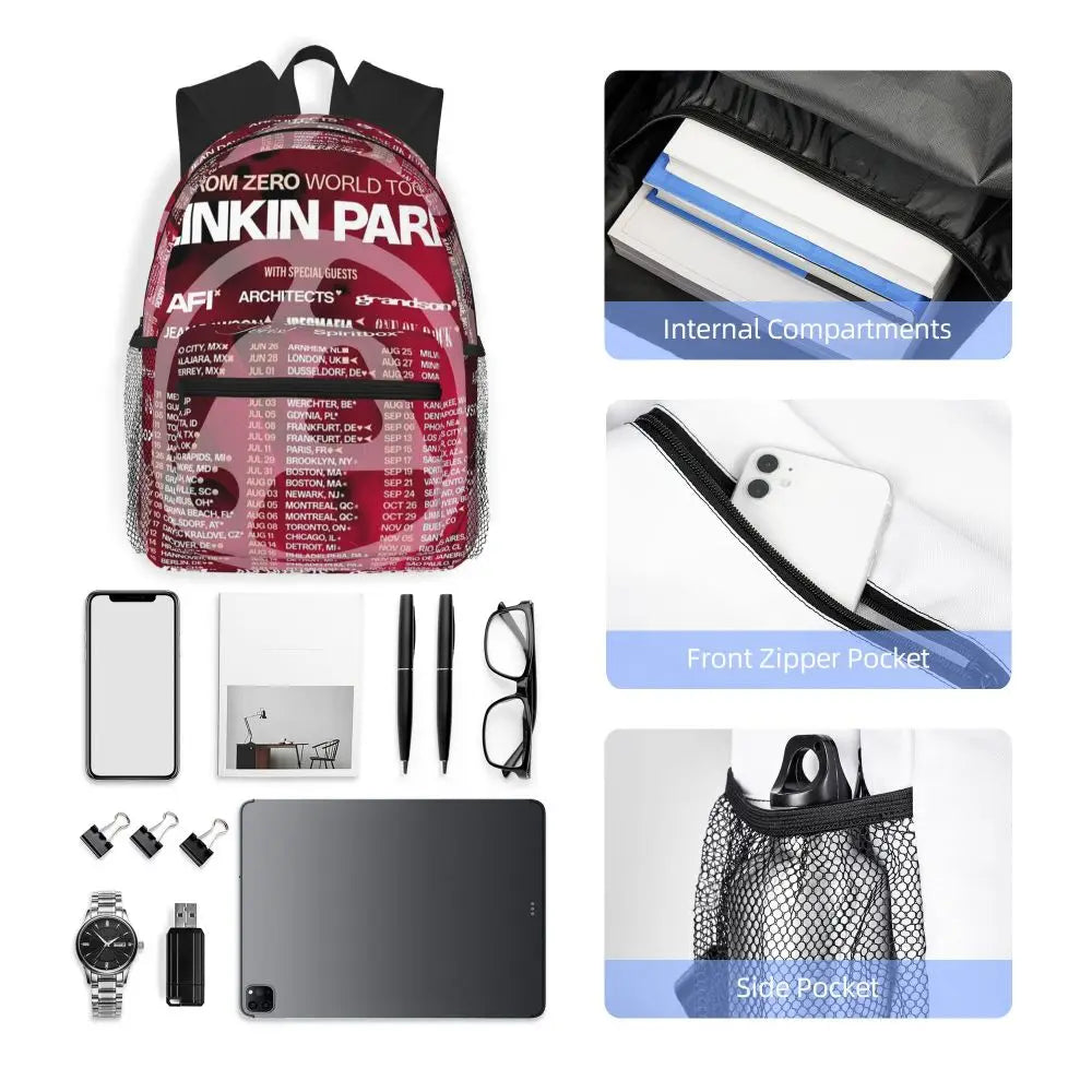 L-Linkin-S P-Park-S Band Mochila para estudiantes Mochila escolar Mochila de viaje para senderismo para niños y niñas Mochila de moda Bolsos de hombro