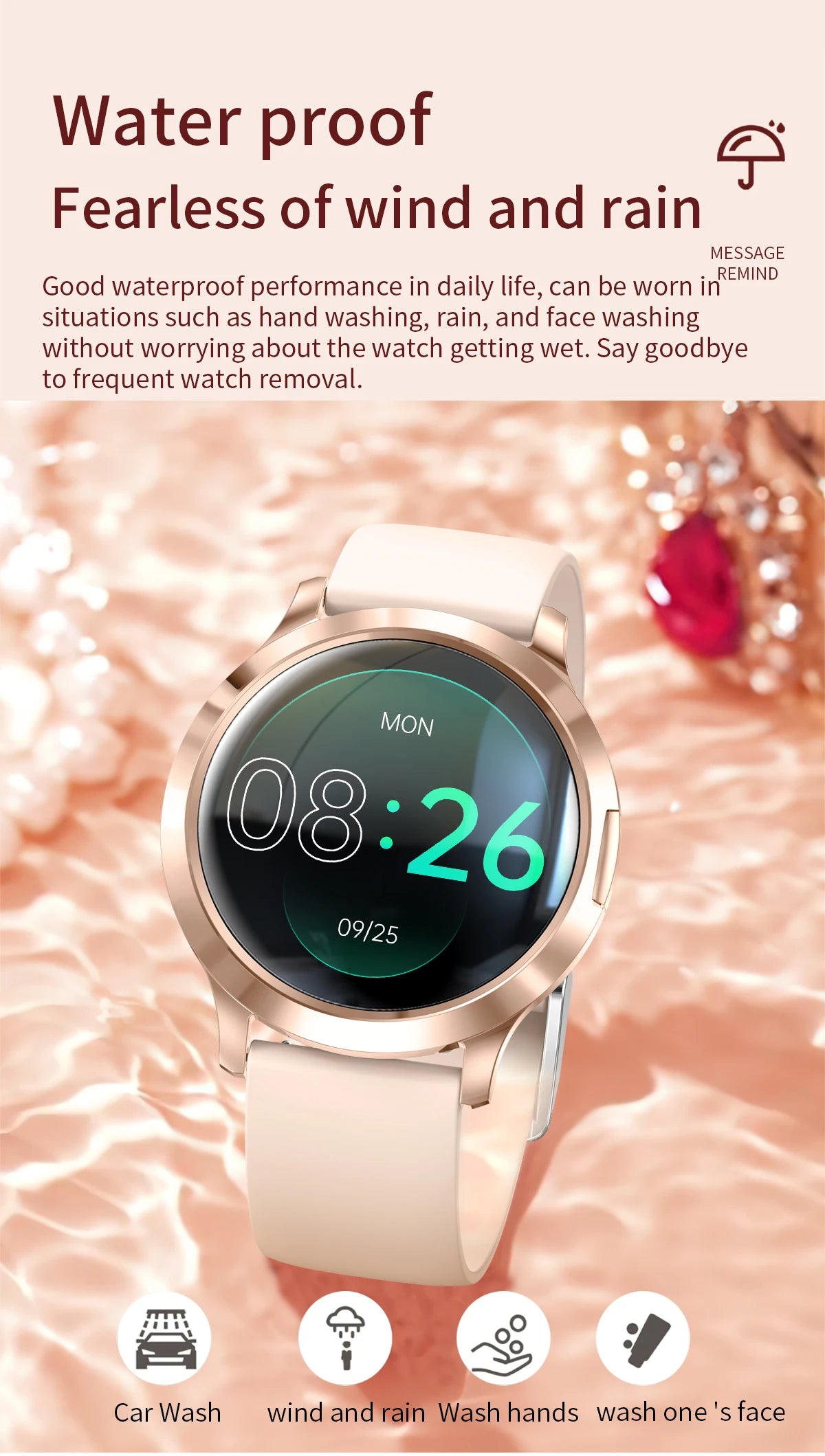Nuevo reloj inteligente para mujer 1,32 "AMOLED pantalla completamente táctil Bluetooth llamada presión arterial IP68 impermeable NFC 7,3mm pulsera ultrafina