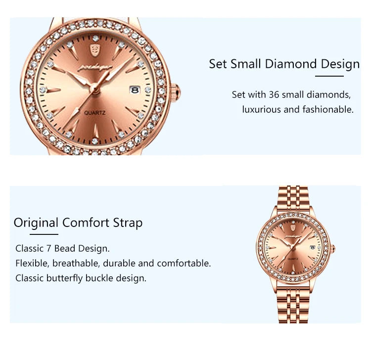 POEDAGAR, reloj informal de lujo para mujer, reloj resistente al agua con fecha para mujer, relojes de cuarzo elegantes con diamantes para mujer, reloj sencillo para mujer